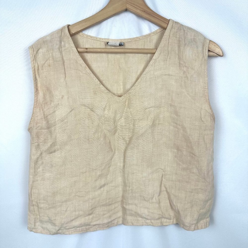 Match Point Linen V Neck Tank Top Crop Size XL